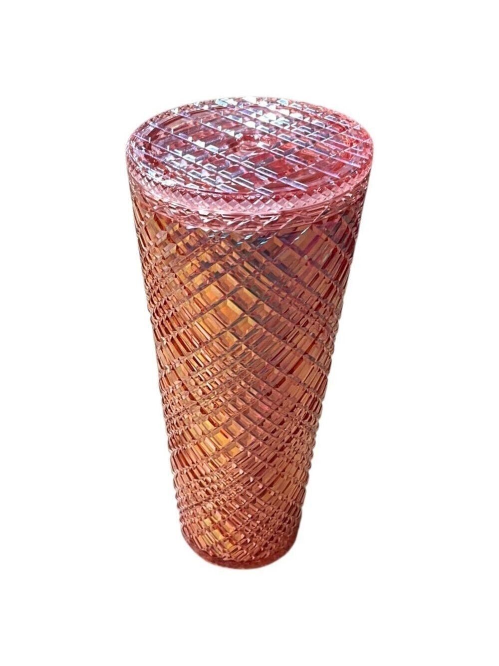 STARBUCKS Rose Gold/Blush Pink Jeweled Studded Tumbler No Straw